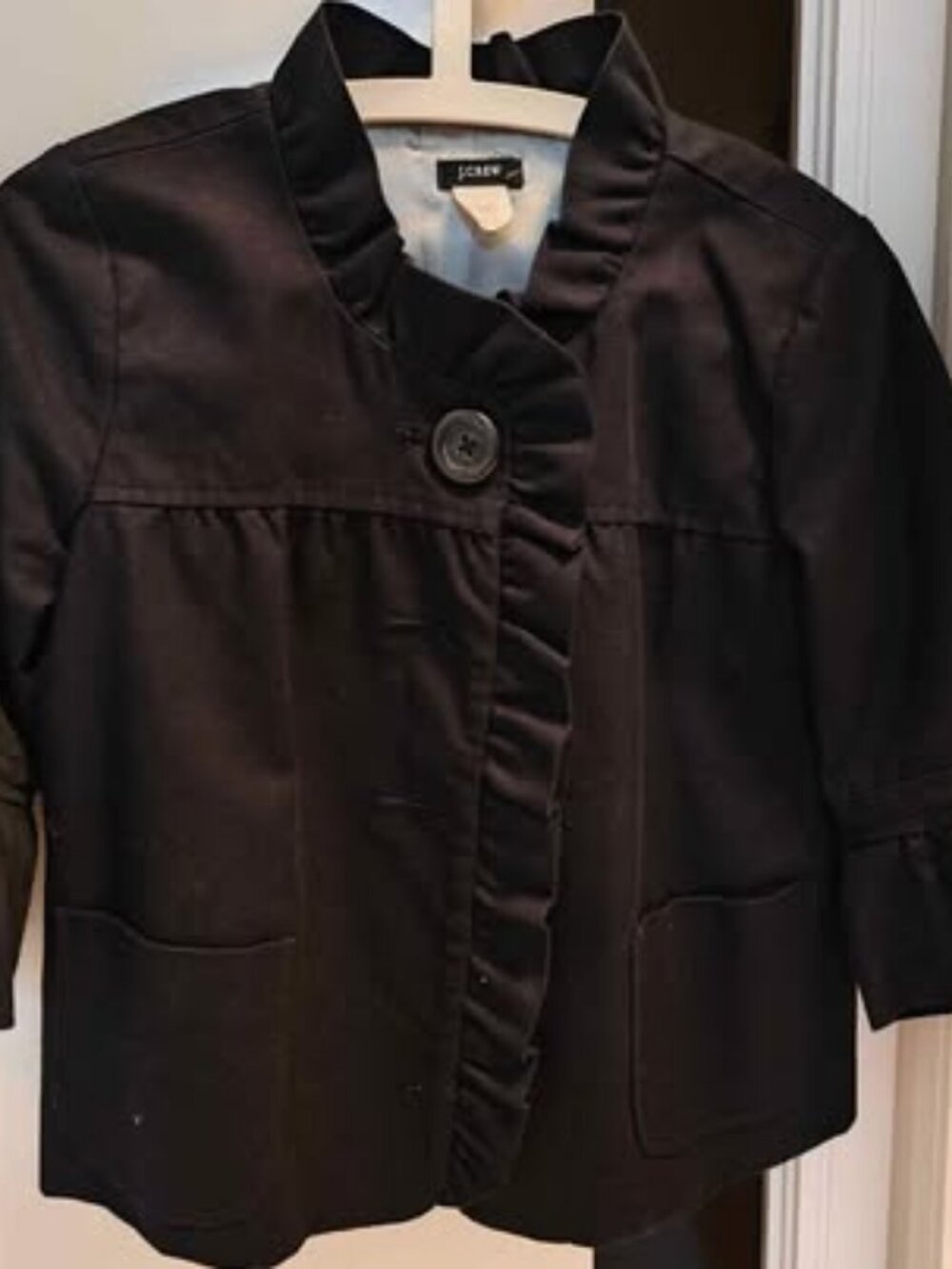 J.Crew Navy Ruffle Jacket - Size 2, Like New